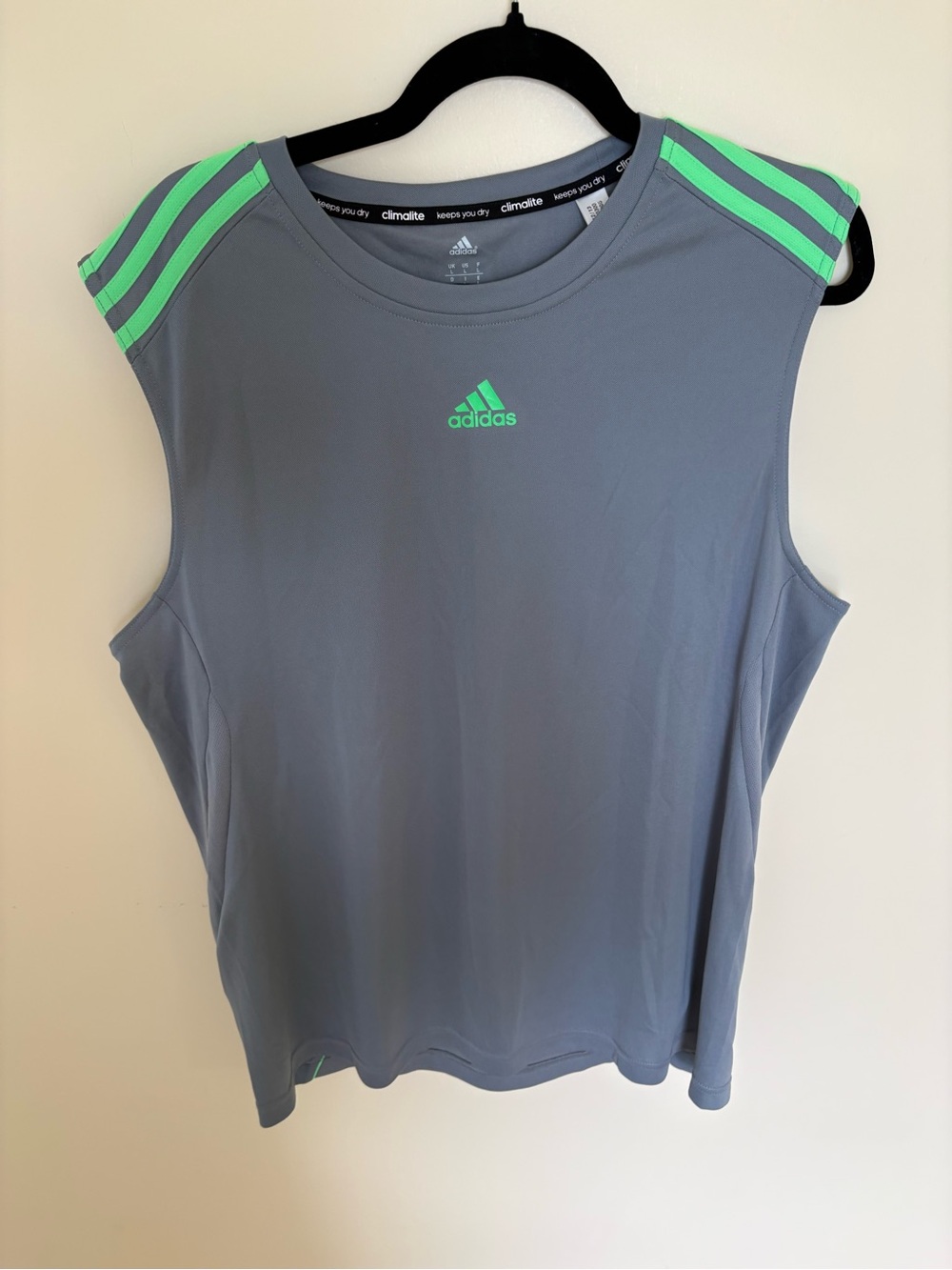 New Without Tags Adidas  Men’s Gray Climalite Tank Top with Green Accents L